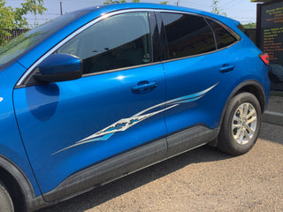 Custom Blue Crackling Lightening Chrome side graphic #2842