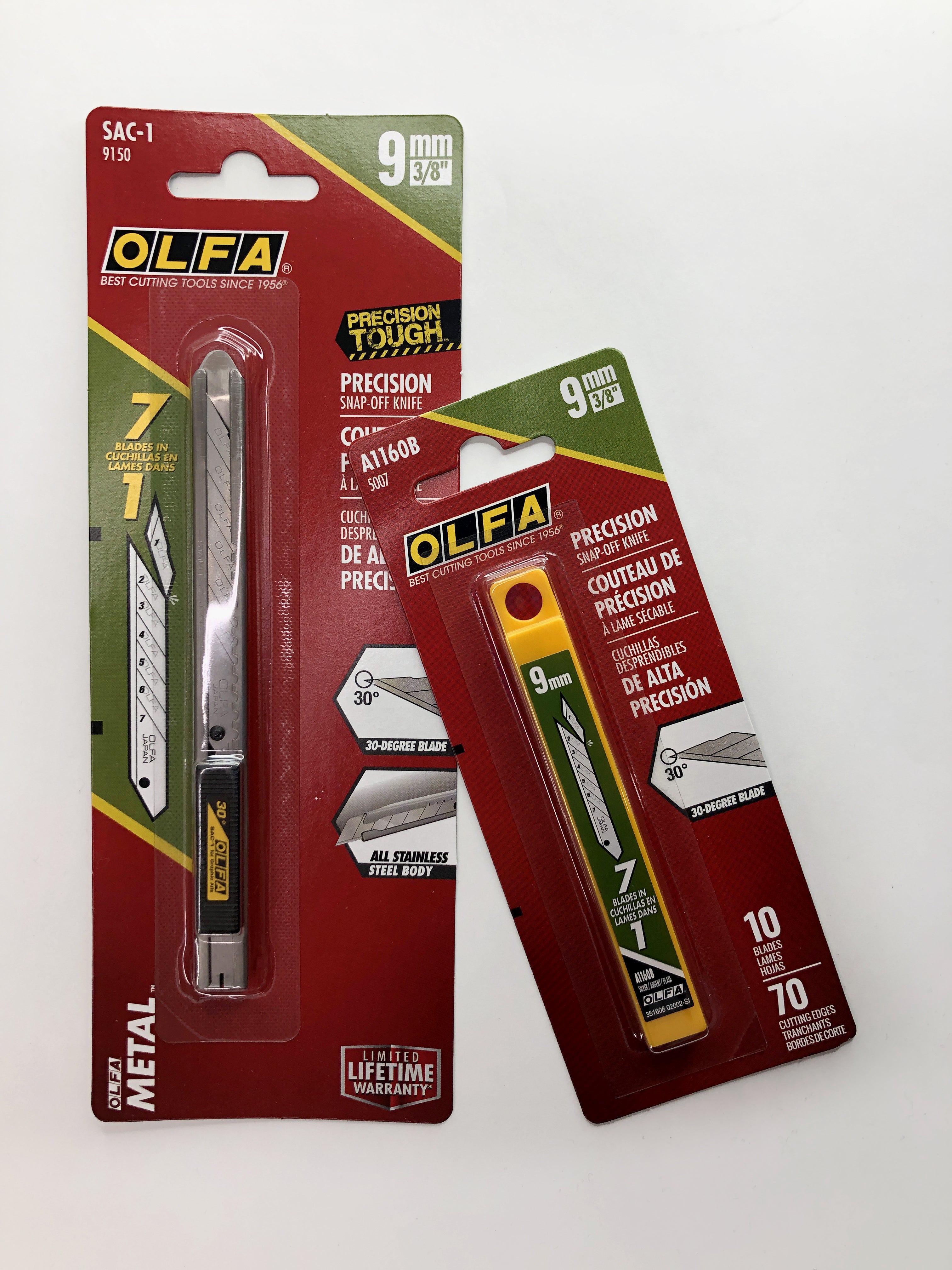 OLFA A1160B 30-Degree Snap-Off Art Blades – 9mm Width, Pack Of 10 – Replacement Blades For Craft Knives