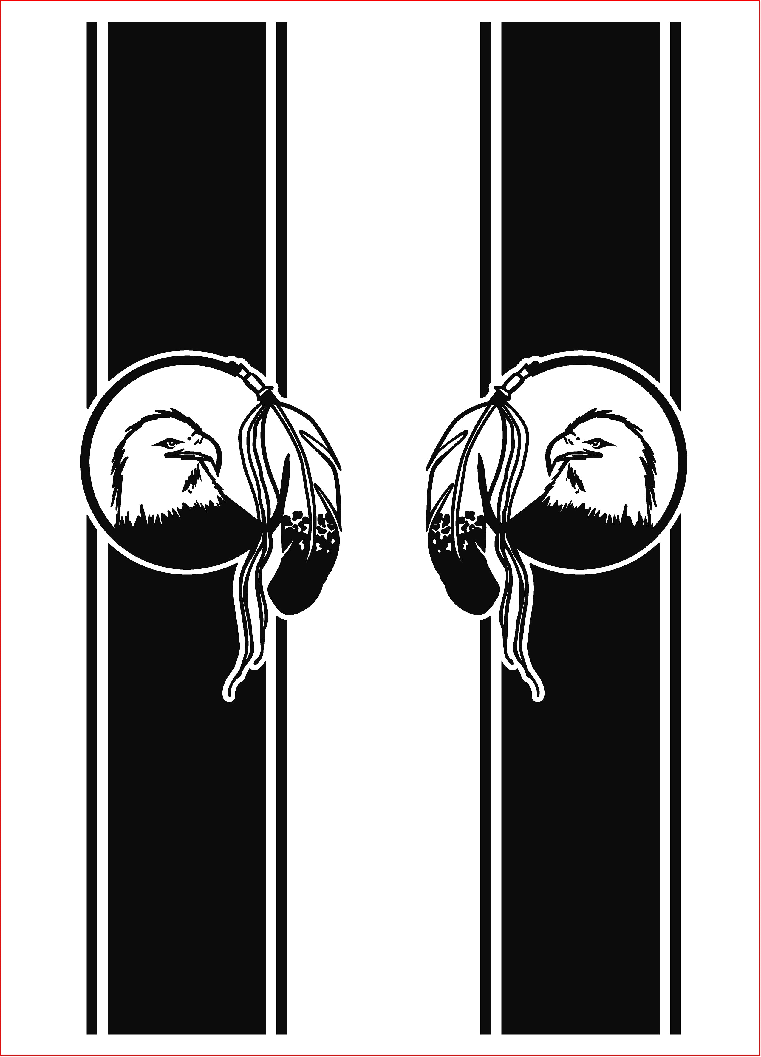 #2831 Vetrical Boxside decals with eagle and feather design